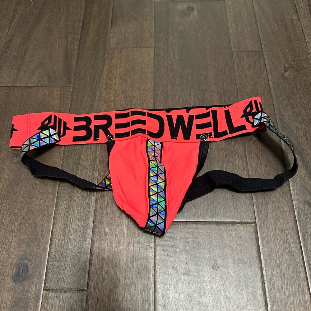 Shiny foil Breedwell jockstrap orange Medium
